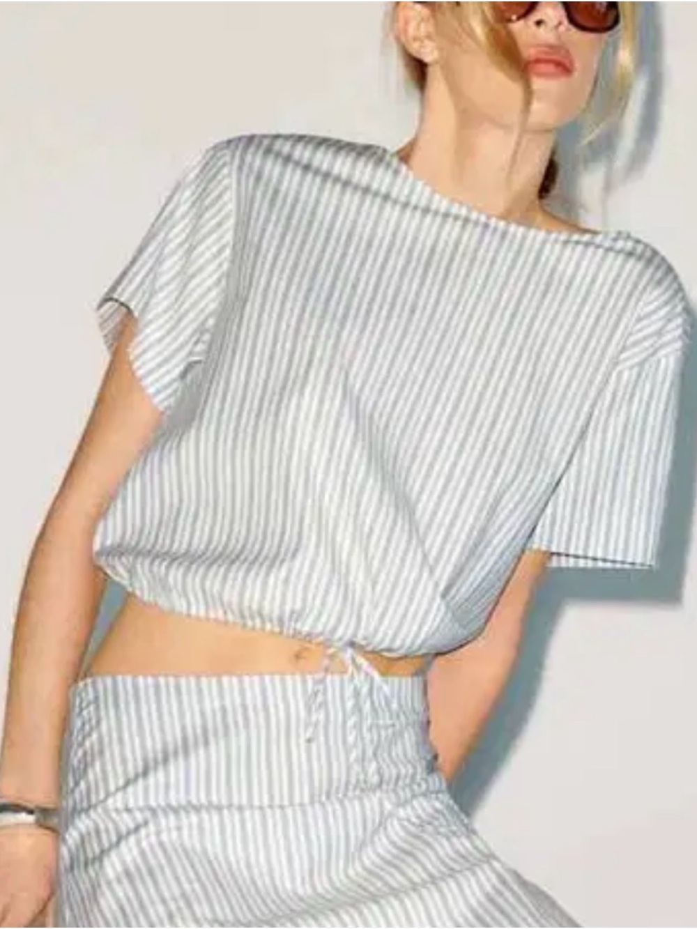 NWT Reformation Jordan Short Sleeve Top Calamari Stripe Women’s 8